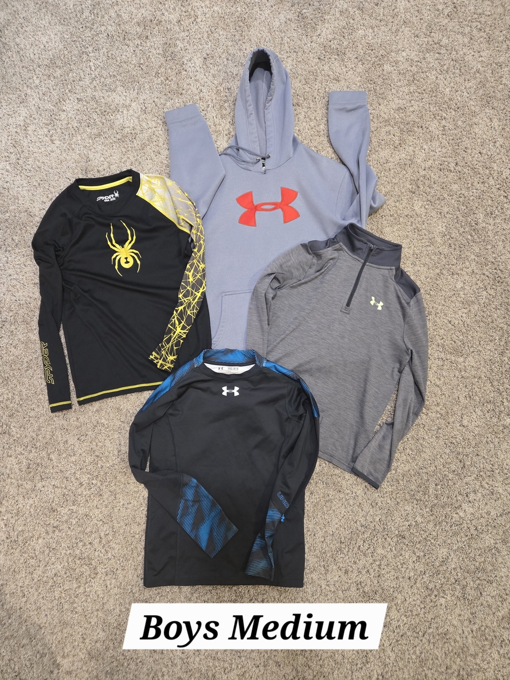 Under Armour Boys' Active Hoodie & Tops Bundle - Gray, Black, Yellow, Blue